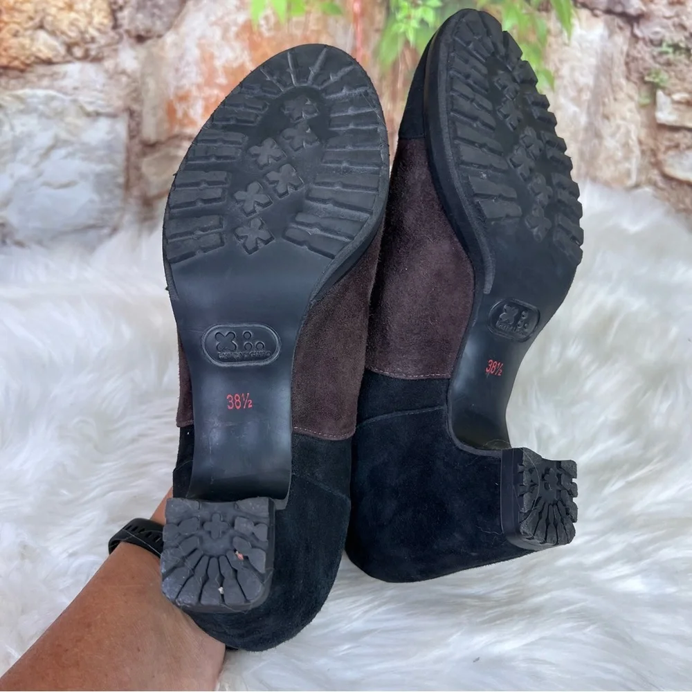 PAS DE ROUGE Black and Brown Suede Spectator Lace-Up Oxfords, 38.5